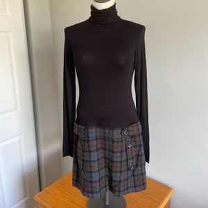 Bailey 44 Black Turtleneck Plaid Mini Dress size Small